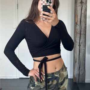 Black Wrap Pilates Top